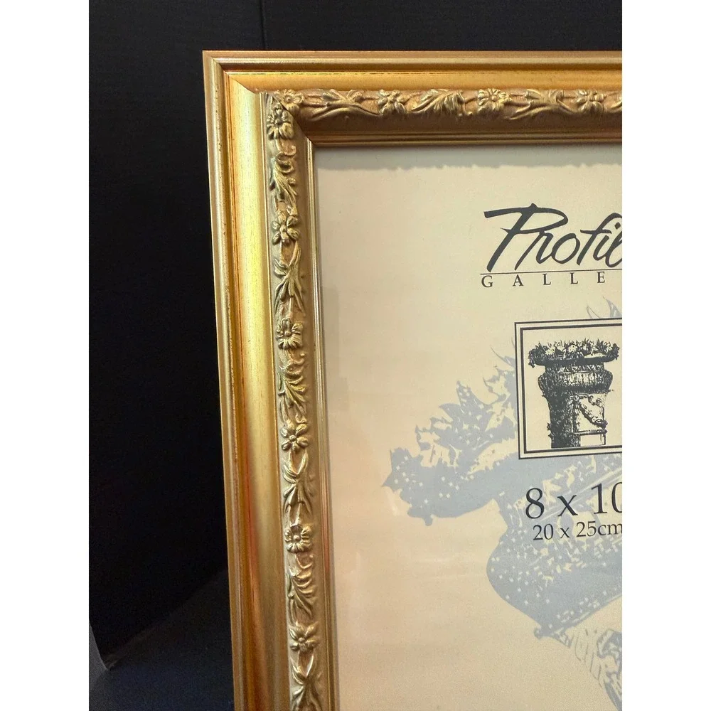 Profile Gallery 8x10 Picture Frame Gold Ornate Floral Wood‎ Free Standing Chic
